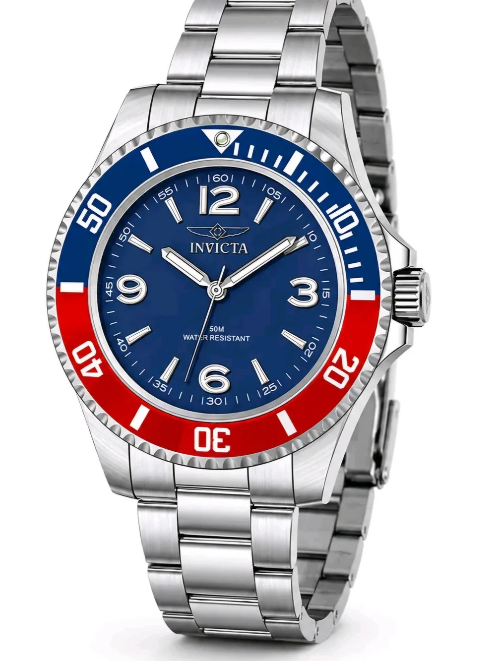 Invicta 69482 Men's Quartz Watch Blue Dial Red Rowan Pepsi Stainless Steel New